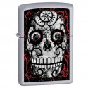 Žiebtuvėlis ZIPPO 24883 Day of The Dead Skull Lighter - Satin Chrome