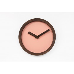 Laikrodis - Medinis Apvalus Laikrodis (Rožinė Dirbtinė Oda)