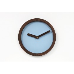 Laikrodis - Medinis Apvalus Laikrodis (Baby Blue Dirbtinė Oda)