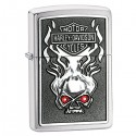 Žiebtuvėlis ZIPPO 28267 Harley Davidson Skull with Red Crystals Design Brushed Chrome