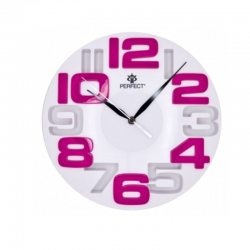 Clock PERFECT WL689A WHITE/PINK